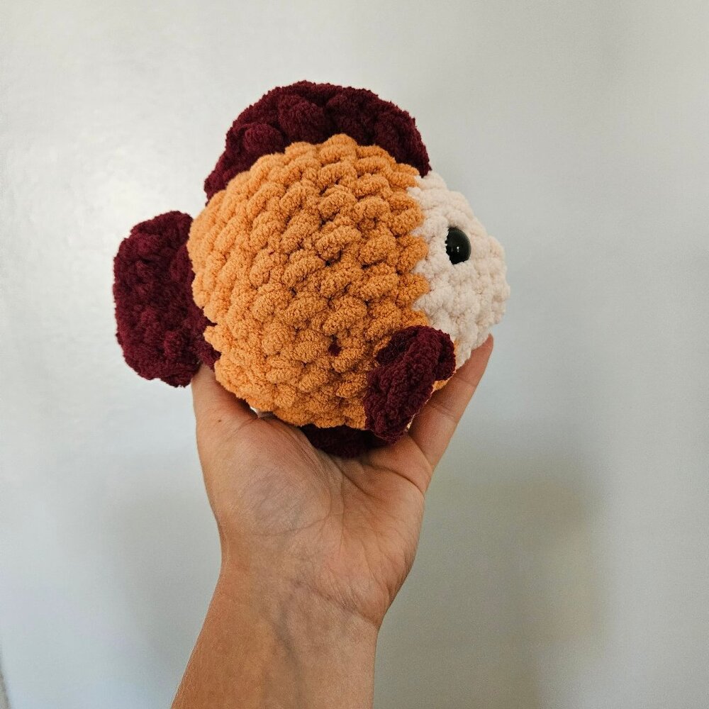 Crochet Fish White Red Maroon Stuffed Ready to Ship